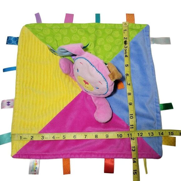 Taggies Baby Lovey Bunny Rabbit Patchkin Pals Security Blanket Plush Toy 14x14 - Picture 10 of 13
